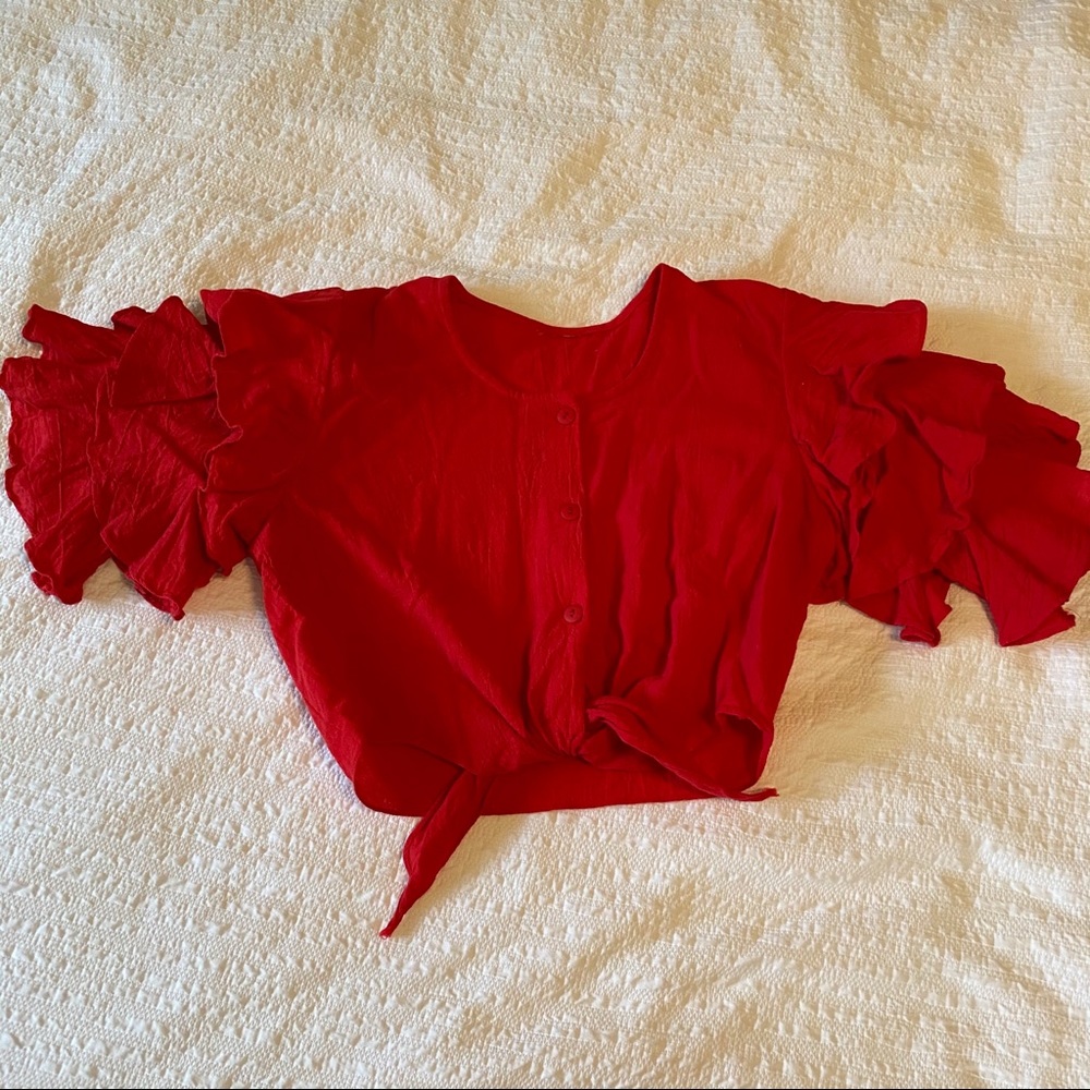 VINTAGE ruffle sleeve top